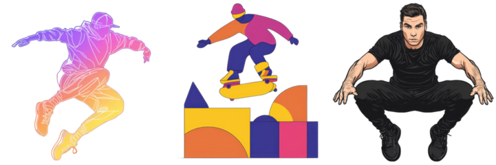 Action Figures - Extreme Sports isolated on white or transparent