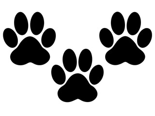 Black Paw Print Silhouettes Icon Set for Pets and Animal Designs