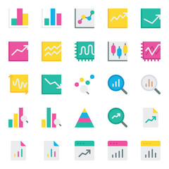Flat color icons set for Diagrams & Reports.