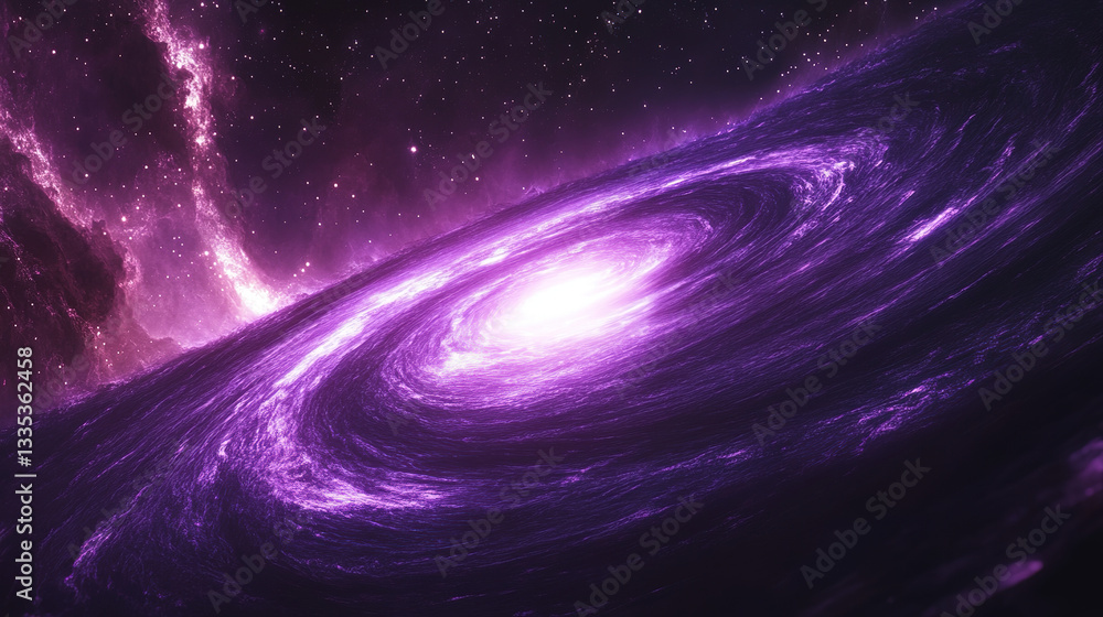 Aufkleber cosmic event spiral galaxy formation outer space digital art nebula environment wide-angle view astr