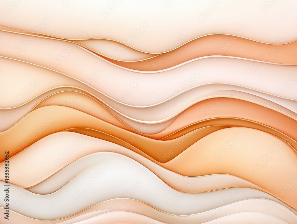 Poster abstract waves in soft peach and cream tones create a soothing background