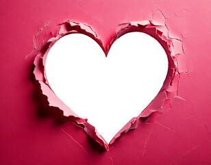 delicate pink paper sheet featuring a precisely torn heart-shaped hole in the center, its rough edges curling outward, symbolizing love, vulnerability, and emotional depth&mdash;perfect for romantic-themed 