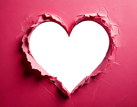 delicate pink paper sheet featuring a precisely torn heart-shaped hole in the center, its rough edges curling outward, symbolizing love, vulnerability, and emotional depth—perfect for romantic-themed 