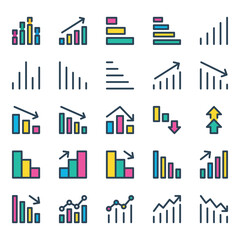Filled outline icons set for Diagrams & Reports.