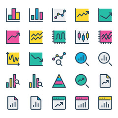 Filled outline icons set for Diagrams & Reports.
