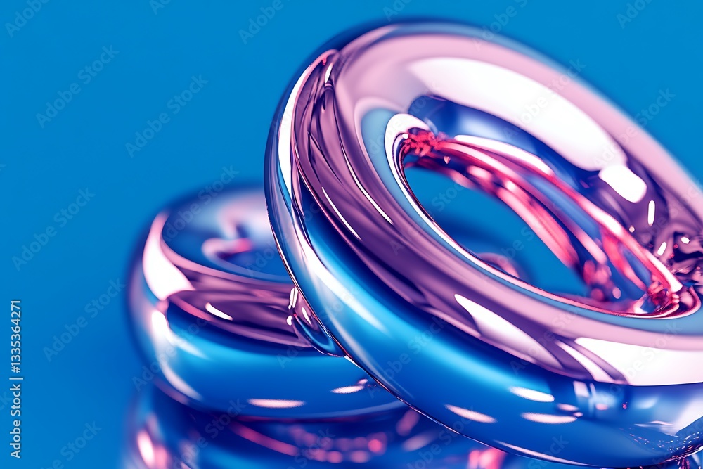 Poster abstract rings with metallic luster creating a captivating visual element