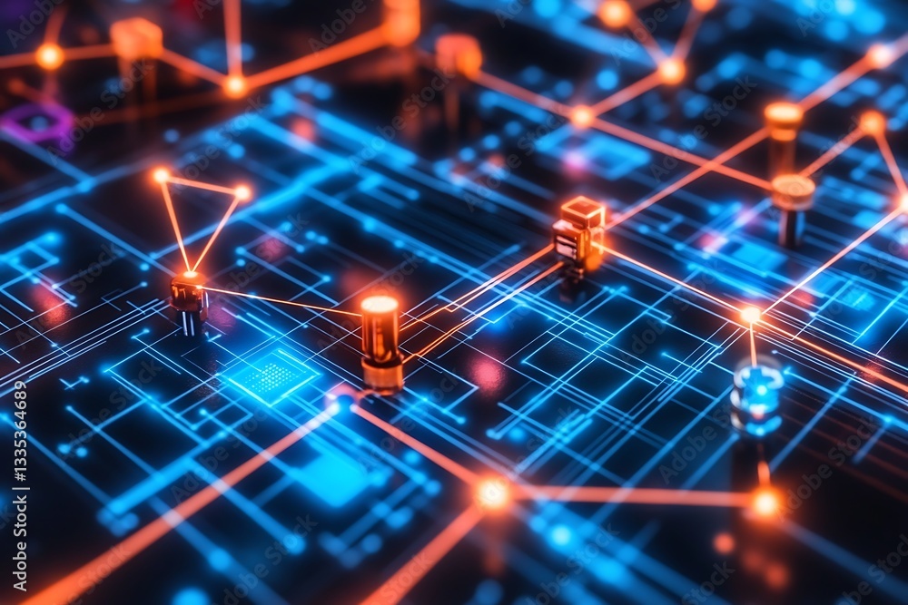 Poster abstract technology interconnection network conceptual digital rendering