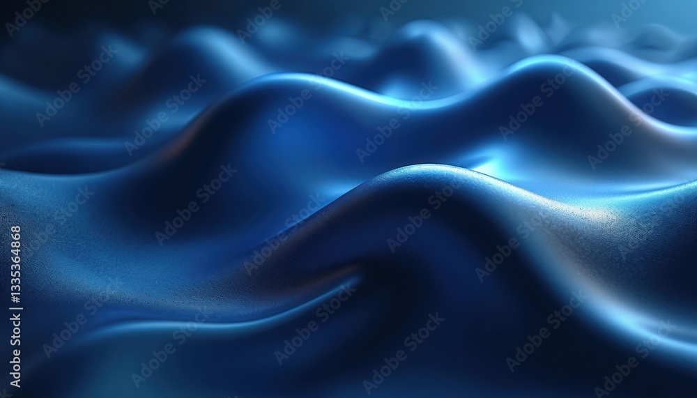 Poster wavy smooth blue surface, shiny dynamic wave. futuristic creativity concept. modern abstract 3d illu