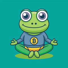 Bitcoin Yoga frog vector art Illustration 