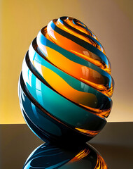 A colorful glass sculpture sitting on top of a table