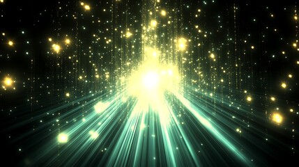 Obraz premium Vibrant and luminous sparkling particles and light rays illustration