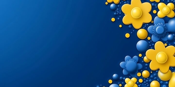 Floral explosion with vibrant yellow and serene blue color scheme backdrop