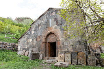 Gndevank Monastery in Vayots Dzor, Armenia, sits within the Arpi River Gorge, surrounded by rugged...