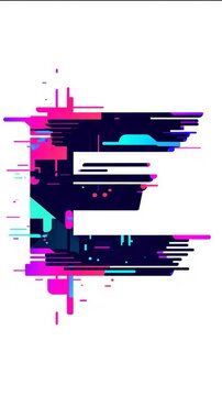 Letter E with glitch effect vertical video.