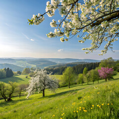 spring landscape with cherry blossom