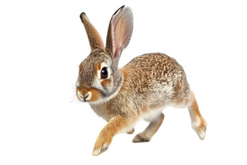 Fototapeta premium Cute Brown And Gray Rabbit Jumping