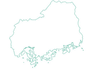 広島県　地図　白　イラスト