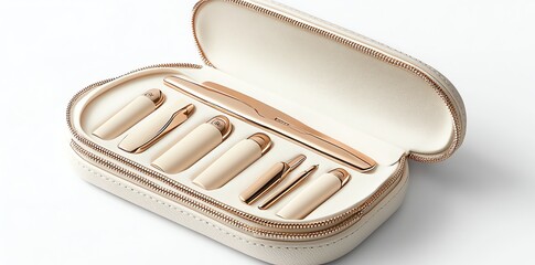 Rose Gold Manicure Set in Cream Case for Personal Care and Beauty