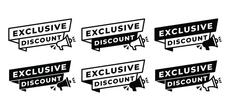 Exclusive Discount Banners Black and White Vector Design Illustration Template