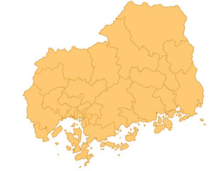 Obraz premium 広島県 地図 オレンジ イラスト