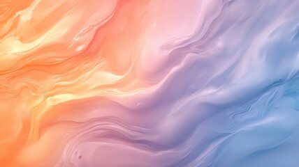 Fototapeta premium Abstract Fluid Art Painting Pastel Orange Pink Blue Swirls Glitter Texture Background