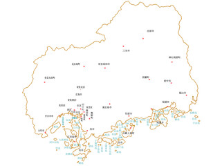 Obraz premium 広島県 地図 白 斑点 イラスト