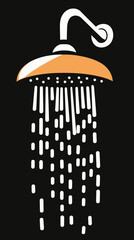 Modern Showerhead with Water Stream Vector Illustration for Bathroom Design Concepts