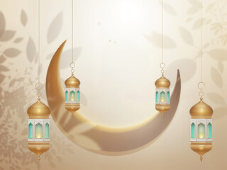Ramadan Kareem, Ramadan crescent moon, Eid Mubarak Islamic festival social media banner and Eid Mubarak Post Template, Islam