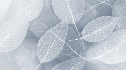 Luxurious elegant abstract background of translucent white leaves with veins. Translucent Veins. Illustration