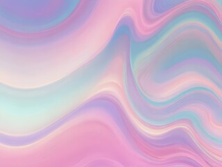 Obraz premium Iridescent Fluid Abstract – Holographic Waves, Pastel Colors, and Dreamy Gradient Glow
