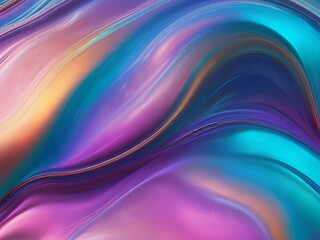 Fototapeta premium Iridescent Fluid Abstract – Holographic Waves, Pastel Colors, and Dreamy Gradient Glow