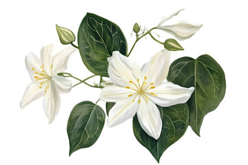 Obraz premium Delicate Watercolor Clematis Flowers Bouquet