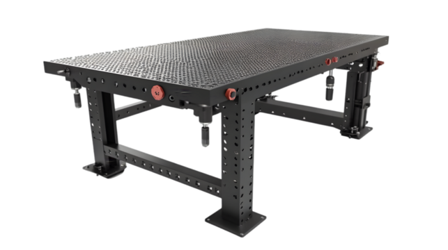 Heavy-Duty Industrial Workbench with Adjustable Metal Surface for Welding and Machine Workstation