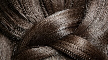 Fototapeta premium Braided brown hair, close-up shot. Hair is smooth, healthy, and shiny