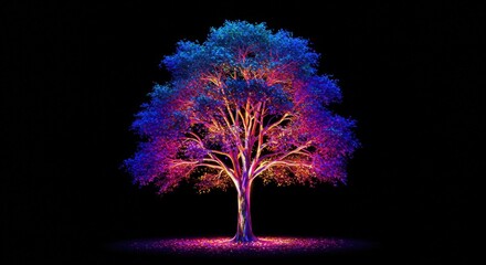 Glowing Tree in Multicolor Light