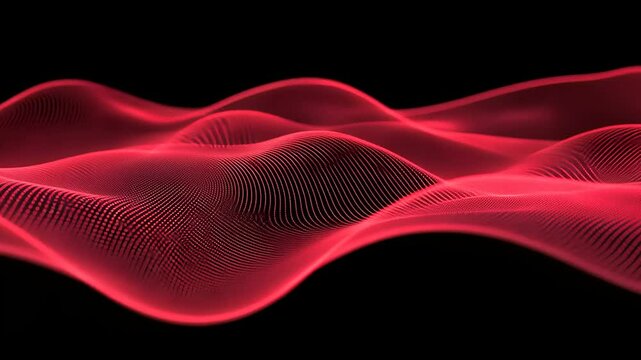 Abstract red wave patterns flowing smoothly against a black background, creating a sense of depth and motion