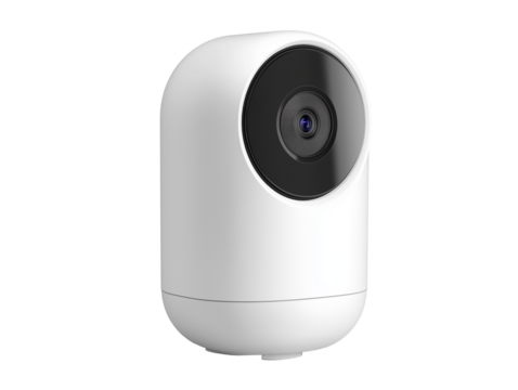 Smart home security camera with sleek white design enhances home monitoring functionality and style