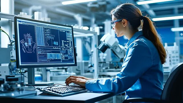 Cutting-edge factory robotics in action, guided by a team of diverse technicians.