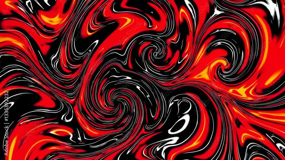 Poster vibrant swirling abstract pattern in red and black, fluid art design. creativity concept