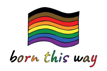 Colorful Gay pride flag Happy pride day LGBTQ community Pride Month Vector hand drawn doodle for posters, stickers, logo, cards