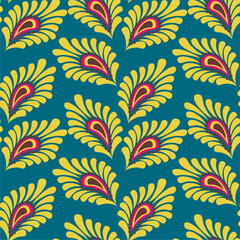 Seamless vector pattern print wallpaper background with paisley ornament ethnic art decor design	
