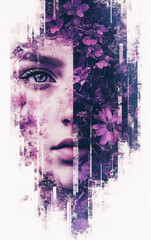 abstract woman flowers glitch