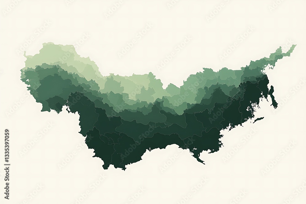 Fototapete a high-quality minimalist map of north korea featuring a clean green silhouette set against an off-w