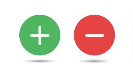 Fototapeta premium Green Plus and Red Minus Round Vector Icons