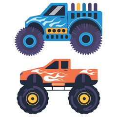 Monster Trucks Heavy Cars with Large Tires and Tinted Windows © azzedine