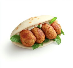 Falafel Sandwich on White Background