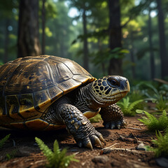 Obraz premium a turtle wandering in the forest