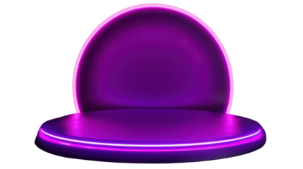 Purple glowing neon stage with transparent background illuminating presentation space
