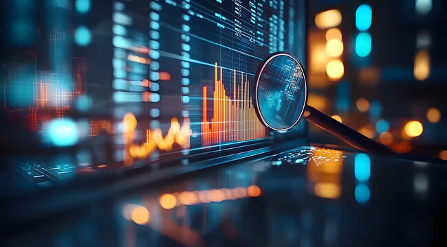 Business audit stock financial finance management on analysis data strategy with graph accounting marketing or report chart economy investment research profit concept