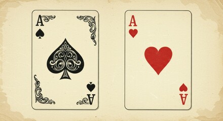 Vintage Illustration of Double Ace Playing Cards